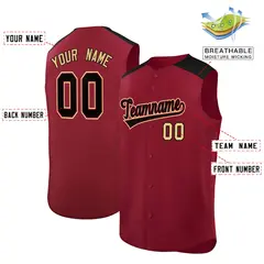 Crimson Black Classic Authentic Sleeveless Baseball Jersey 2