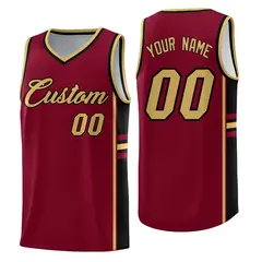 Crimson Black Classic Color Block Varsity Basketball Jersey 1