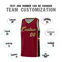 Crimson Black Classic Color Block Varsity Basketball Jersey 4