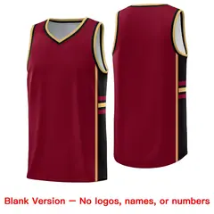 Crimson Black Classic Color Block Varsity Basketball Jersey 6