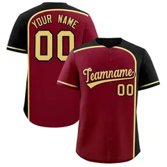 Crimson Black Color Block Authentic Baseball Jersey