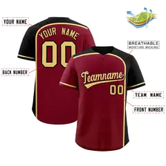 Crimson Black Color Block Authentic Baseball Jersey 2
