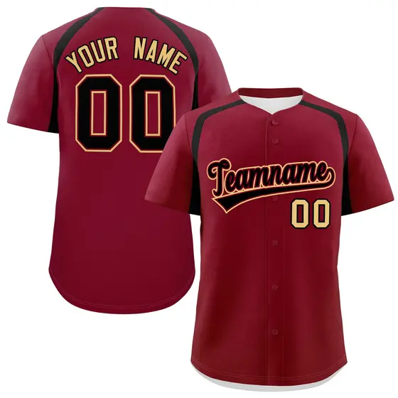 Crimson Black Color Block Authentic Baseball Jersey