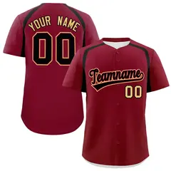 Crimson Black Color Block Authentic Baseball Jersey 1