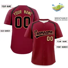 Crimson Black Color Block Authentic Baseball Jersey 2