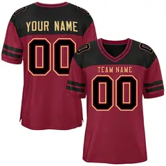 Crimson Black Color Block Authentic Football Jersey