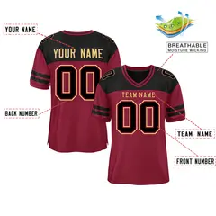 Crimson Black Color Block Authentic Football Jersey 2
