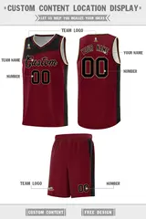 Crimson Black Color Block Sports Basketball Jersey 2