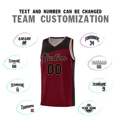 Crimson Black Color Block Sports Basketball Jersey 3