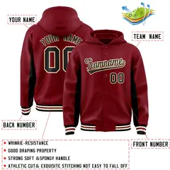 Crimson Black Color Block Varsity Letterman Jacket Hoodie 4