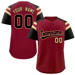 Crimson Black Contrast Raglan Sleeves Baseball Jersey 1