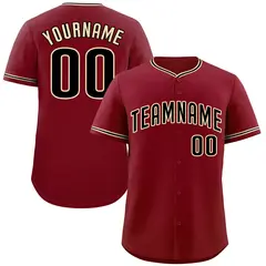 Crimson Black-Cream Bull Classic Authentic Baseball Jersey 1