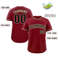 Crimson Black-Cream Bull Classic Authentic Baseball Jersey 2