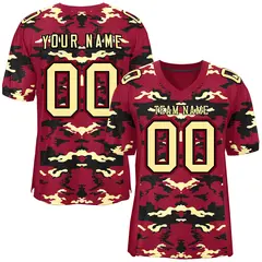 Crimson Black-Cream Camo Authentic Football Jersey