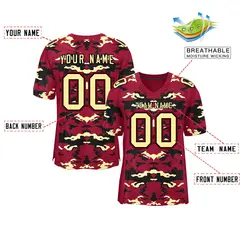Crimson Black-Cream Camo Authentic Football Jersey 2