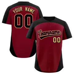 Crimson Black Edge Color Block Baseball Jersey 1