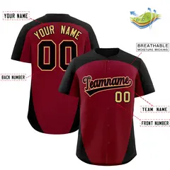 Crimson Black Edge Color Block Baseball Jersey 2