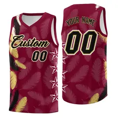 Crimson Black Feather Series Graffiti Pattern Basketball Jersey 1