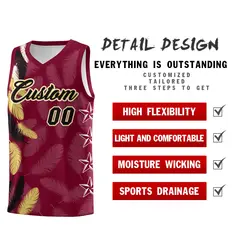 Crimson Black Feather Series Graffiti Pattern Basketball Jersey 2