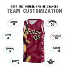 Crimson Black Feather Series Graffiti Pattern Basketball Jersey 4