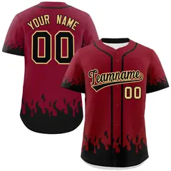 Crimson Black Flame Graffiti Authentic Baseball Jersey 1