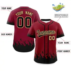 Crimson Black Flame Graffiti Authentic Baseball Jersey 2