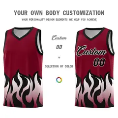 Crimson Black Flame Hem Fashion Sports Basketball Jersey 3