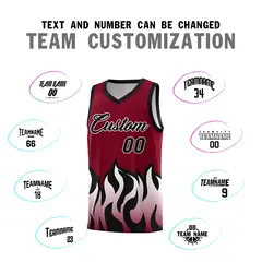 Crimson Black Flame Hem Fashion Sports Basketball Jersey 4
