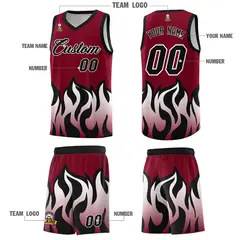 Crimson Black Flame Hem Fashion Sports Basketball Jersey 5