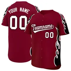 Crimson Black Flame Outline Side Pattern Basketball Jersey 1
