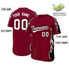 Crimson Black Flame Outline Side Pattern Basketball Jersey 2