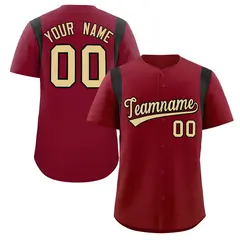 Crimson Black Full Button Classic Baseball Jersey 1