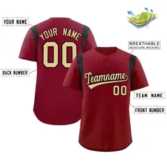 Crimson Black Full Button Classic Baseball Jersey 2