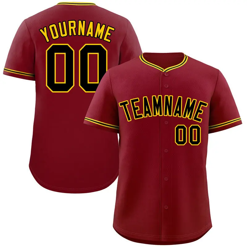 Crimson Black-Gold Bull Classic Style Baseball Jersey