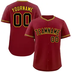 Crimson Black-Gold Bull Classic Style Baseball Jersey 1