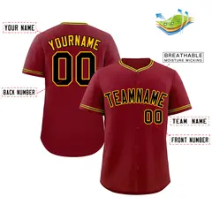 Crimson Black-Gold Bull Classic Style Baseball Jersey 2