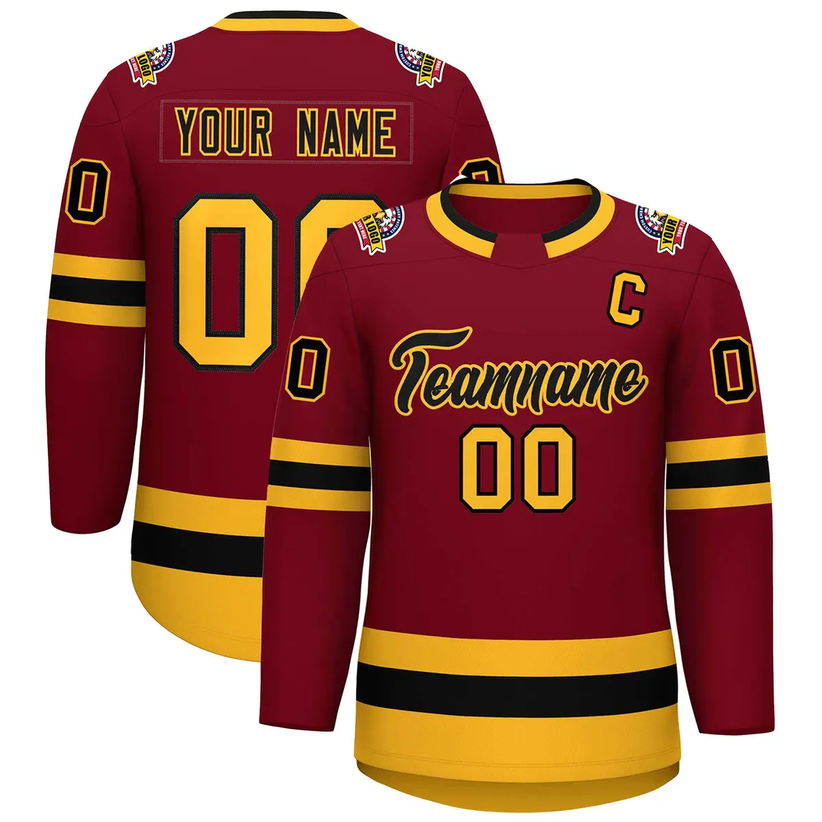 Crimson Black-Gold Classic Hockey Jersey