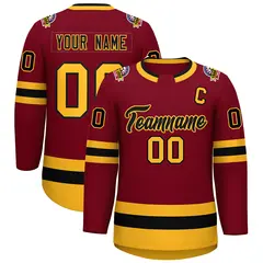 Crimson Black-Gold Classic Hockey Jersey