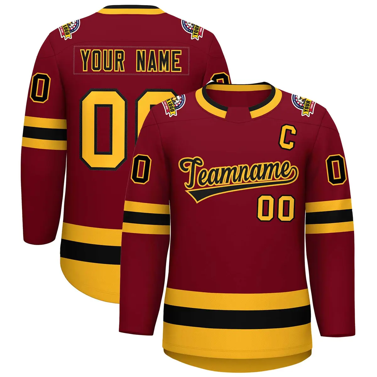 Crimson Black-Gold Classic Hockey Jersey