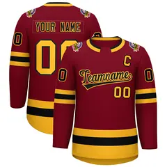 Crimson Black-Gold Classic Hockey Jersey