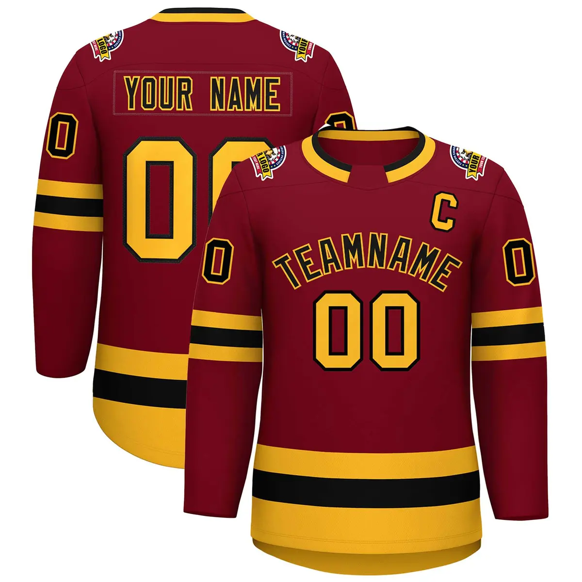 Crimson Black-Gold Classic Hockey Jersey
