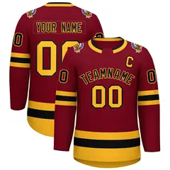 Crimson Black-Gold Classic Hockey Jersey