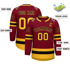 Crimson Black-Gold Classic Hockey Jersey 2