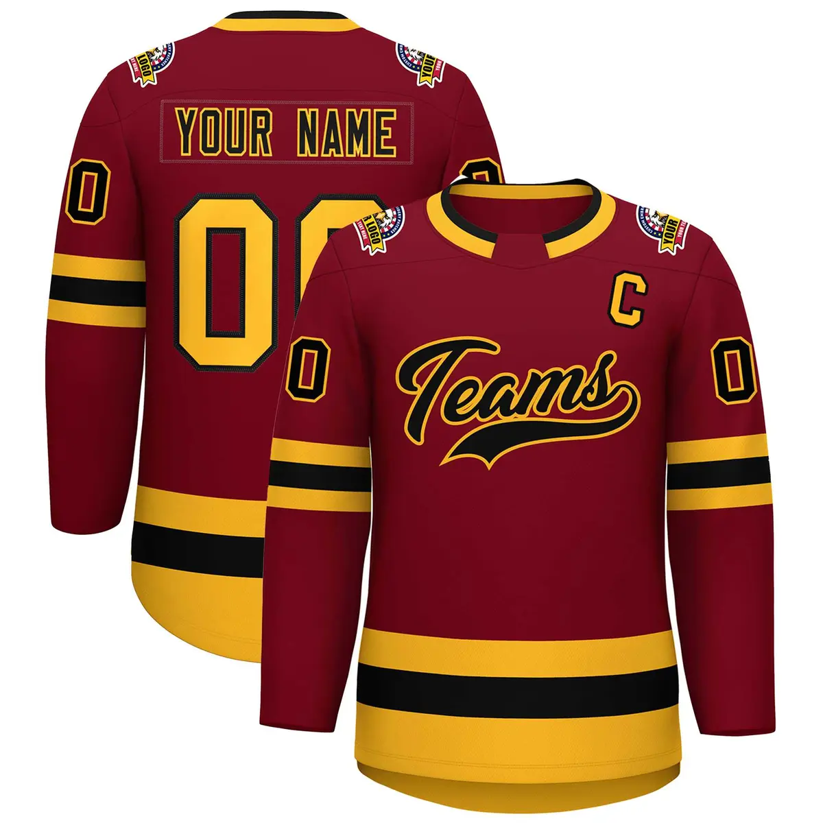 Crimson Black-Gold Classic Hockey Jersey