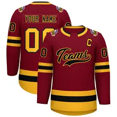 Crimson Black-Gold Classic Hockey Jersey