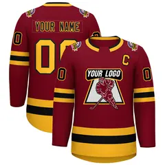 Crimson Black-Gold Classic Hockey Jersey