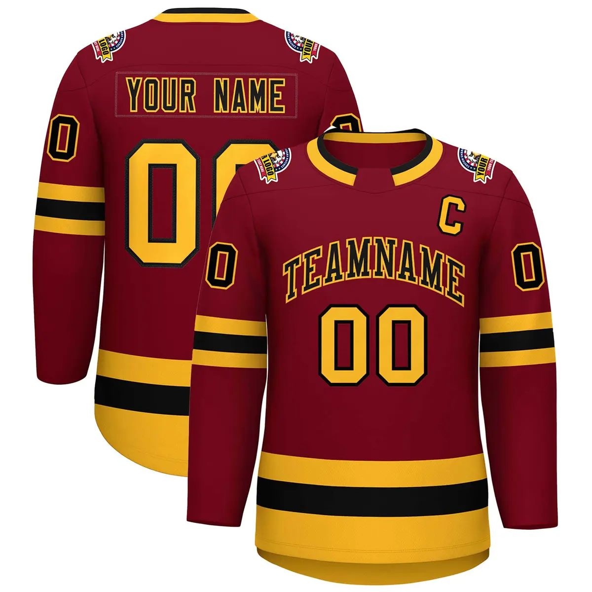 Crimson Black-Gold Classic Hockey Jersey