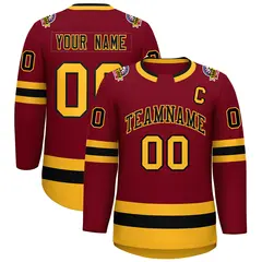 Crimson Black-Gold Classic Hockey Jersey