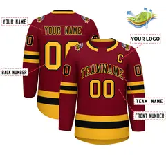 Crimson Black-Gold Classic Hockey Jersey 2