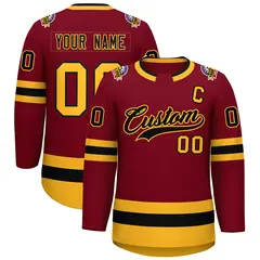 Crimson Black-Gold Classic Hockey Jersey